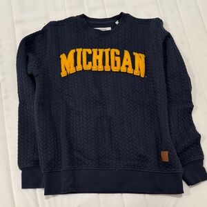 Pressbox Michigan Navy and Gold Crewneck Sweater